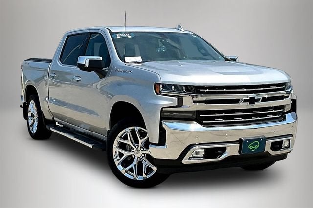 2019 Chevrolet Silverado 1500 LTZ in Silver Ice Metallic — front three-quarter view