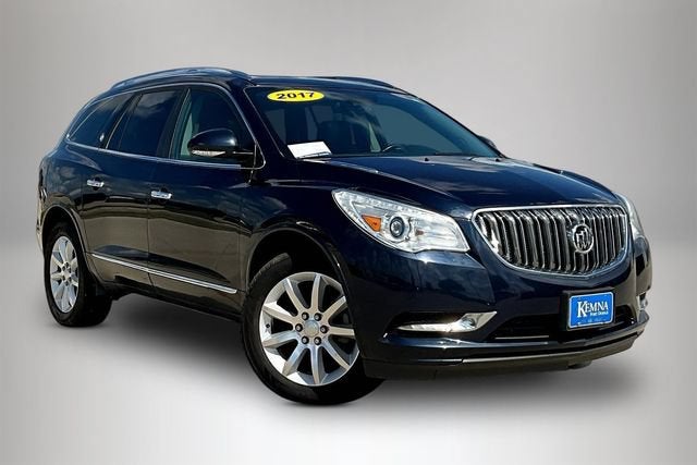 2017 Buick Enclave Premium in Dark Sapphire Blue Metallic — front three-quarter view