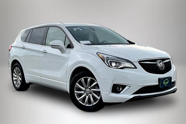 2019 Buick Envision Essence in Summit White — front three-quarter view