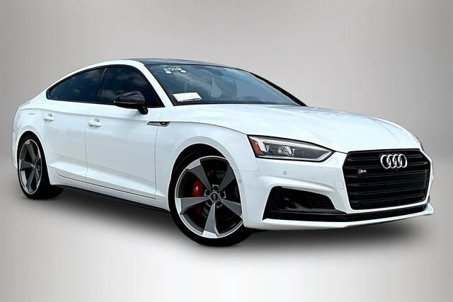 2019 Audi S5 3.0T Premium in White — front three-quarter view