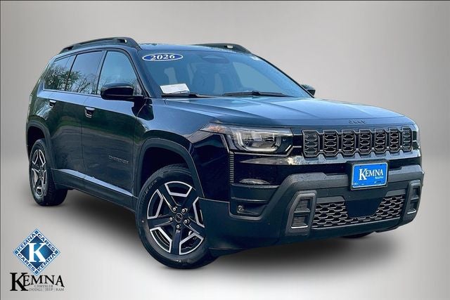 2026 Jeep Cherokee CHEROKEE LAREDO 4X4 in Diamond Black Crystal Pearl-Coat Exterior Paint — front three-quarter view