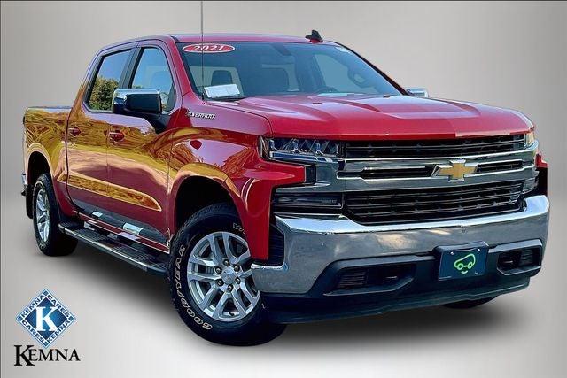 2021 Chevrolet Silverado 1500 4WD Crew Cab Short Bed LT in Red Hot — front three-quarter view
