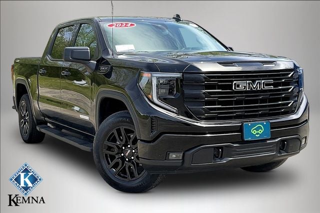 2024 GMC Sierra 1500 4WD Crew Cab Short Box Elevation with 3SB in Onyx Black — front three-quarter view